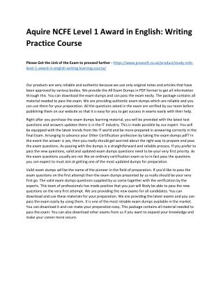 Aquire NCFE Level 1 Award in English: Writing Practice Course