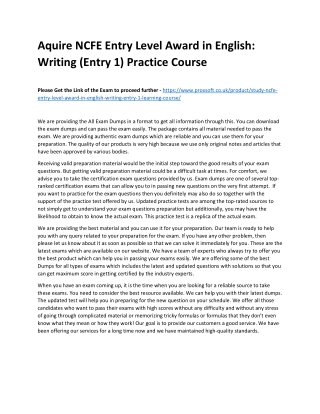 Aquire NCFE Entry Level Award in English: Writing (Entry 1) Practice Course