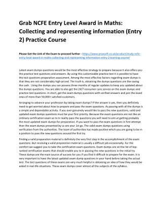 Grab NCFE Entry Level Award in Maths: Collecting and representing information (E