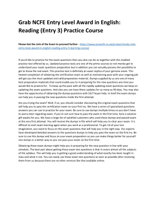 Grab NCFE Entry Level Award in English: Reading (Entry 3) Practice Course