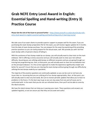 Grab NCFE Entry Level Award in English: Essential Spelling and Hand-writing (Ent