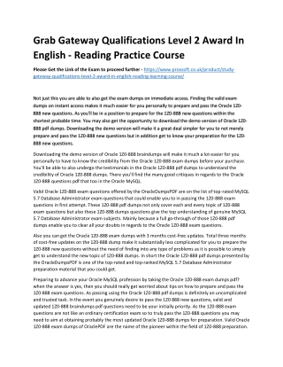 Grab Gateway Qualifications Level 2 Award In English - Reading Practice Course