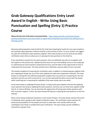 Grab Gateway Qualifications Entry Level Award In English - Write Using Basic Pun