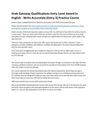 Grab Gateway Qualifications Entry Level Award In English - Write Accurately (Ent