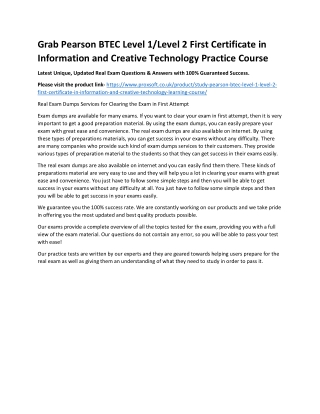 Grab Pearson BTEC Level 1/Level 2 First Certificate in Information and Creative