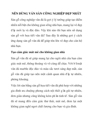 Nên dùng ván sàn công nghiệp đẹp nhất