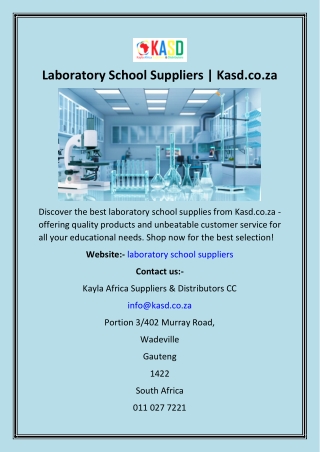 Laboratory School Suppliers  Kasd.co.za