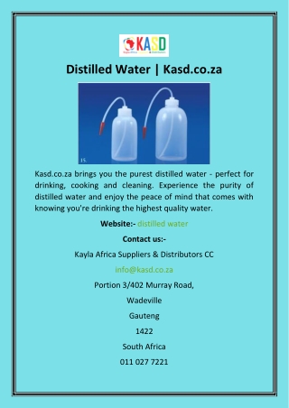 Distilled Water  Kasd.co.za