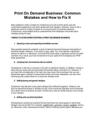 Print On Demand Business: Common Mistakes and How to Fix It