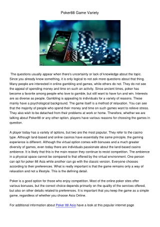 Poker88GameVariety