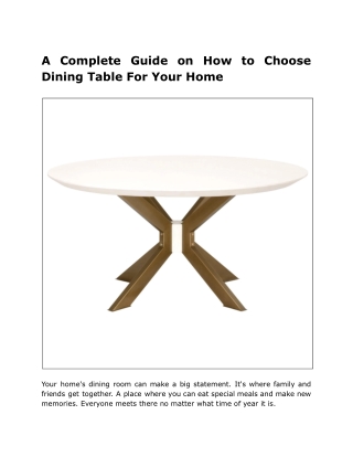 A Complete Guide on How to Choose Dining Table For Your Home