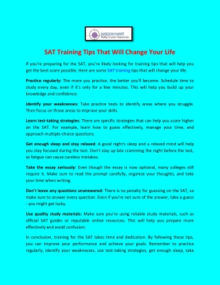 Sat Training Tips That Will Change Your Life