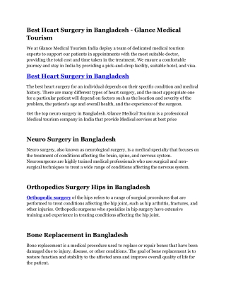 Cardiology Surgery In Bangladesh
