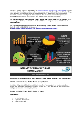 Internet of Medical Things [IoMT] Market Future Industry Landscape Analysis 2032