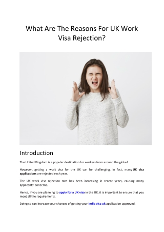 What Are The Reasons For UK Work Visa Rejection