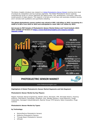 Photoelectric Sensor Market Revenue and Volume Analysis upto 2032