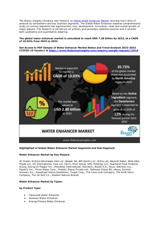 Water Enhancer Market Competitive Landscape and Regional Forecast to 2032
