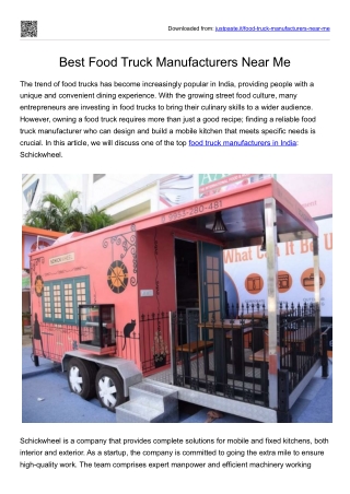 Best Food Truck Manufacturers Near Me