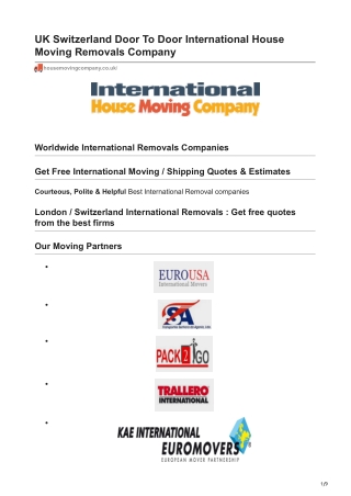 Worldwide International Removals Companies