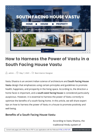 South Facing House Vastu pdf