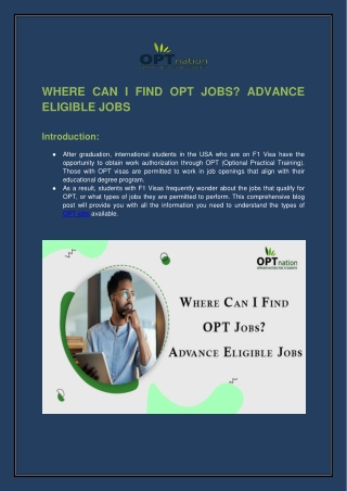 WHERE CAN I FIND OPT JOBS IN USA | OPTNATION