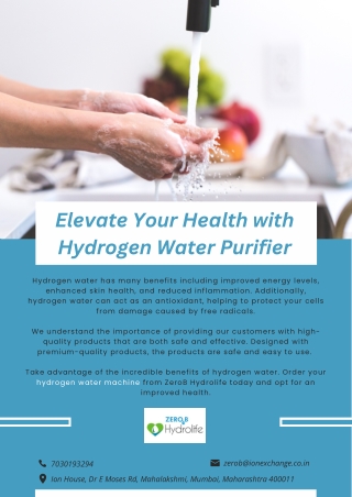 Elevate Your Health with Hydrogen Water Purifier