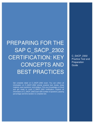 Preparing for the SAP C_SACP_2302 Certification: Key Concepts and Best Practices