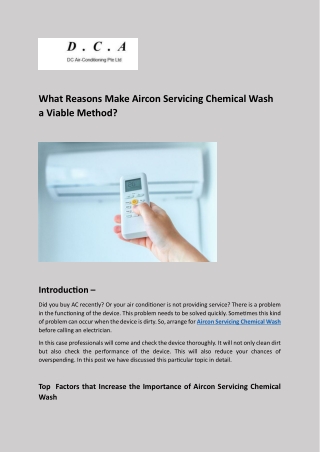 What Reasons Make Aircon Servicing Chemical Wash a Viable Method