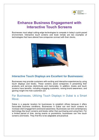 Enhance Business Engagement with Interactive Touch Screen1