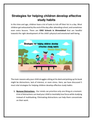 Strategies for helping children develop effective study habits