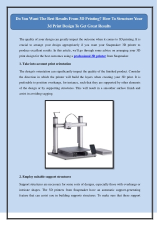 Do You Want The Best Results From 3D Printing? How To Structure Your 3d Print De