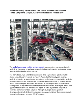 Automated Parking System Market