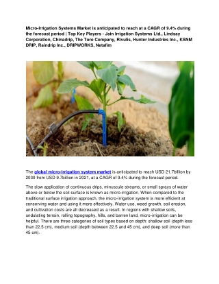 Micro-Irrigation Systems Market