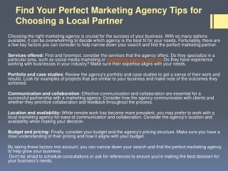 Find Your Perfect Marketing Agency Tips for Choosing a Local Partner