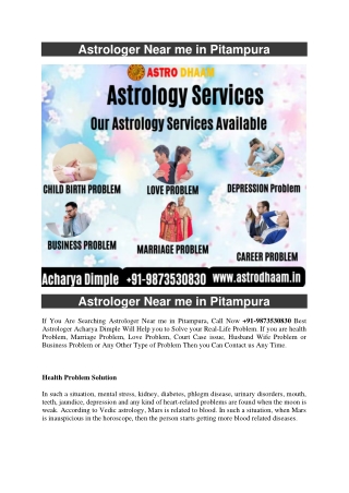 Astrologer Near me in Pitampura  91-9873530830