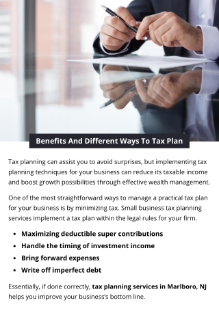 Benefits And Different Ways To Tax Plan