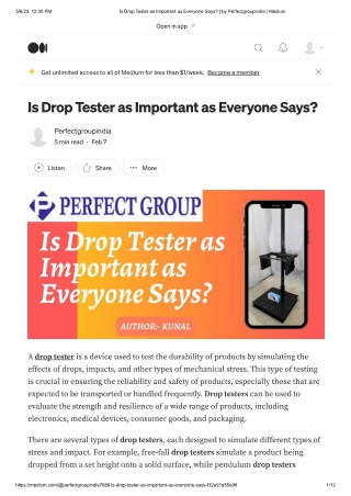 Drop tester | Perfectgroupindia