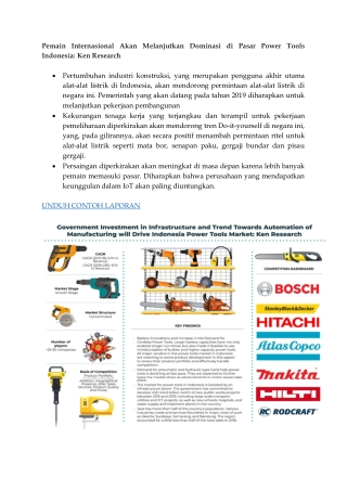 Pemain Internasional Akan Melanjutkan Dominasi di Pasar Power Tools Indonesia