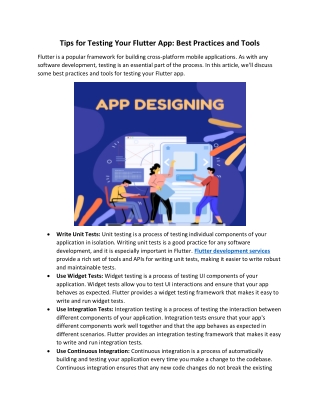 Tips for Testing Your Flutter App - Best Practices and Tools