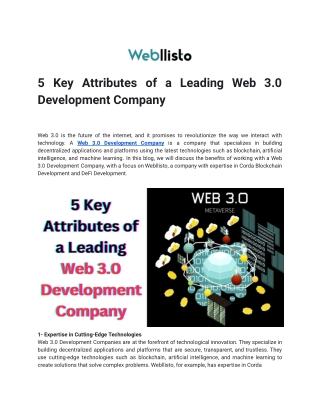5 Key Attributes of a Leading Web 3.0 Development Company