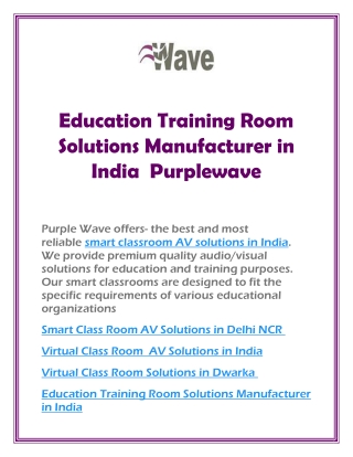 Education Training Room Solutions Manufacturer in India  Purplewave