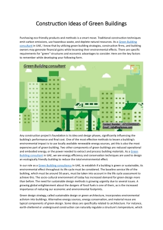 Construction Ideas of Green Buildings