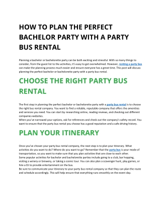 HOW TO PLAN THE PERFECT BACHELOR PARTY WITH A PARTY BUS RENTAL