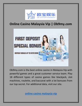 Online Casino Malaysia Vip | Ob9my.com