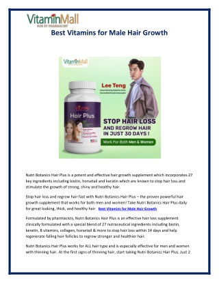 Best Vitamins for Male Hair Growth