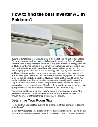 How to buy the best Inverter AC in Pakistan