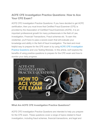 ACFE CFE Investigation Practice Questions_ How to Ace Your CFE Exam_
