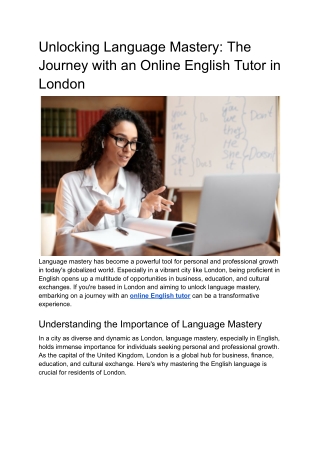 Unlocking Language Mastery_ The Journey with an Online English Tutor in London