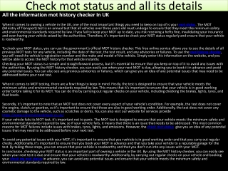 Check mot status and all its details