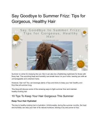 Article_Beauty Route_Apr _ Say Goodbye to Summer Frizz_ Tips for Gorgeous, Healthy Hair